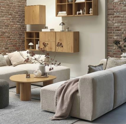 Μινιμαλιστικό σαλόνι διακοσμημένο σε φυσικά χρώματα