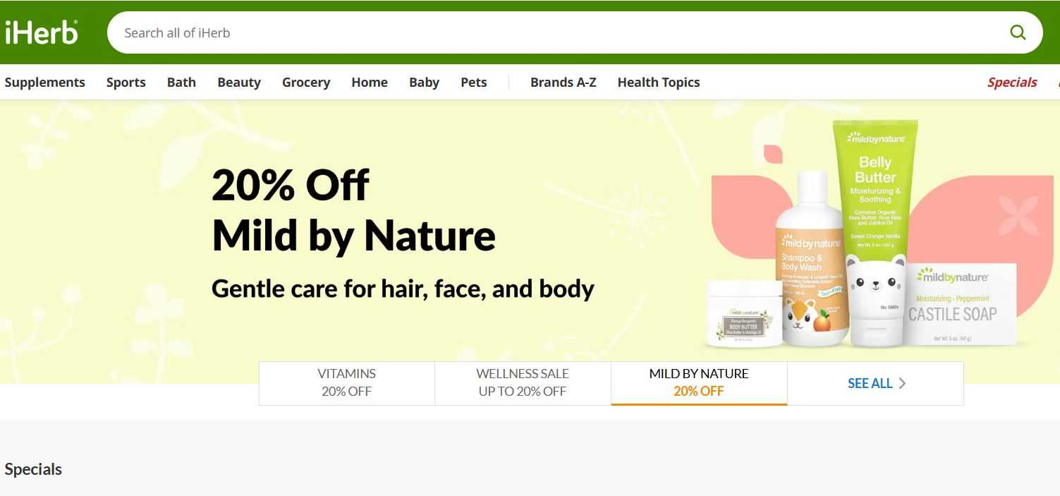 iHerb homepage