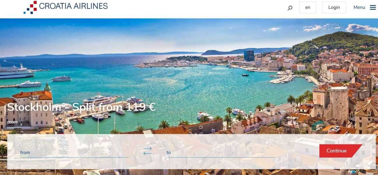 Croatia Airlines homepage