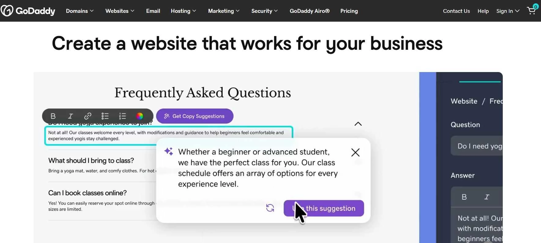 Eικόνα με τις συχνές ερωτήσεις σχετικά με τη δημιουργία μιας σελίδας